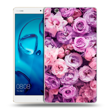 Силиконовый чехол на Huawei MediaPad M3 с принтом лавандовые розы Силиконовый чехол на Huawei MediaPad M3 с принтом лавандовые розы