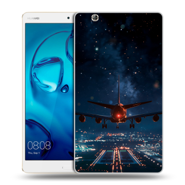 Силиконовый чехол на Huawei MediaPad M3 с принтом самолет