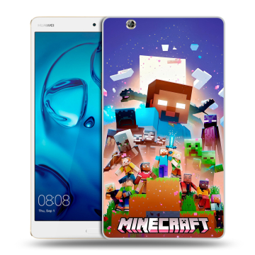 Силиконовый чехол на Huawei MediaPad M3 с принтом Майнкрафт Minecraft