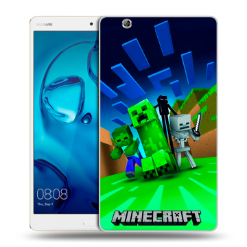 Силиконовый чехол на Huawei MediaPad M3 с принтом Майнкрафт