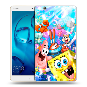 Силиконовый чехол на Huawei MediaPad M3 с принтом спанчбоб спанч боб