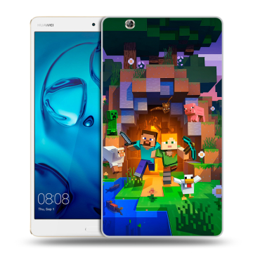 Силиконовый чехол на Huawei MediaPad M3 с принтом Майнкрафт Minecraft