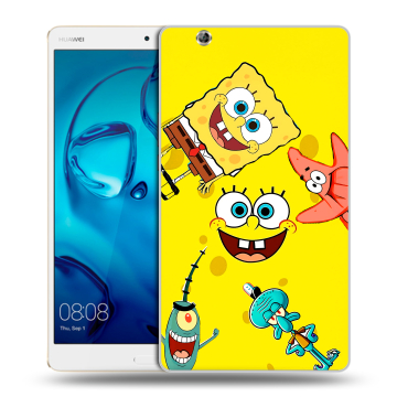 Силиконовый чехол на Huawei MediaPad M3 с принтом Спанч боб Спанчбоб
