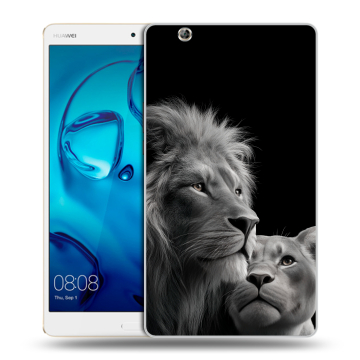 Силиконовый чехол на Huawei MediaPad M3 с принтом Лев кошки
