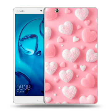 Силиконовый чехол на Huawei MediaPad M3 с принтом Сердечки