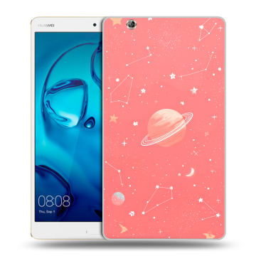 Силиконовый чехол на Huawei MediaPad M3 с принтом Розовый космос