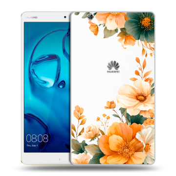 Силиконовый чехол на Huawei MediaPad M3 с принтом Цветы принт