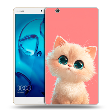Силиконовый чехол на Huawei MediaPad M3 с принтом Розовый котенок