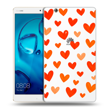Силиконовый чехол на Huawei MediaPad M3 с принтом Сердечки