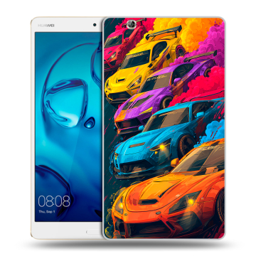 Силиконовый чехол на Huawei MediaPad M3 с принтом Тачки
