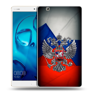 Силиконовый чехол на Huawei MediaPad M3 с принтом Флаг России
