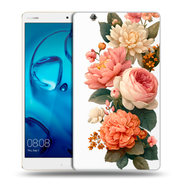 Силиконовый чехол на Huawei MediaPad M3 с принтом цветы Силиконовый чехол на Huawei MediaPad M3 с принтом цветы