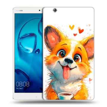 Силиконовый чехол на Huawei MediaPad M3 с принтом корги