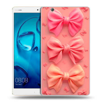 Силиконовый чехол на Huawei MediaPad M3 с принтом Розовые бантики