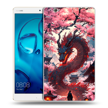 Силиконовый чехол на Huawei MediaPad M3 с принтом Дракон Японский