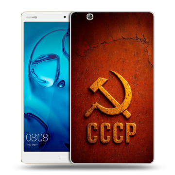 Силиконовый чехол на Huawei MediaPad M3 с принтом Флаг Герб СССР