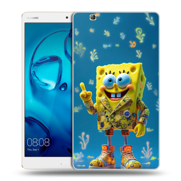 Силиконовый чехол на Huawei MediaPad M3 с принтом Спанч боб Спанчбоб