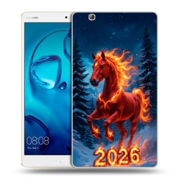 Силиконовый чехол на Huawei MediaPad M3 с принтом Новый год коня Силиконовый чехол на Huawei MediaPad M3 с принтом Новый год коня