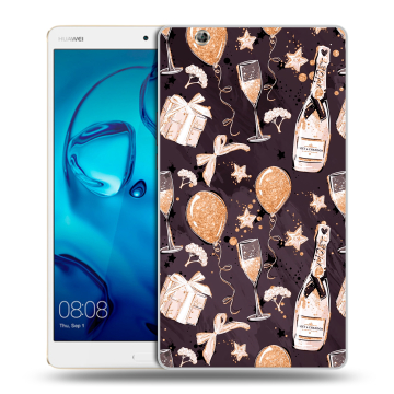 Силиконовый чехол на Huawei MediaPad M3 с принтом Новый год Силиконовый чехол на Huawei MediaPad M3 с принтом Новый год