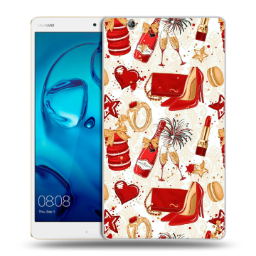 Силиконовый чехол на Huawei MediaPad M3 с принтом Новый год Силиконовый чехол на Huawei MediaPad M3 с принтом Новый год