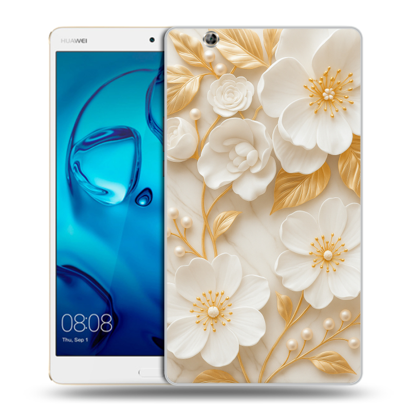 Силиконовый чехол на Huawei MediaPad M3 с принтом Цветы Силиконовый чехол на Huawei MediaPad M3 с принтом Цветы