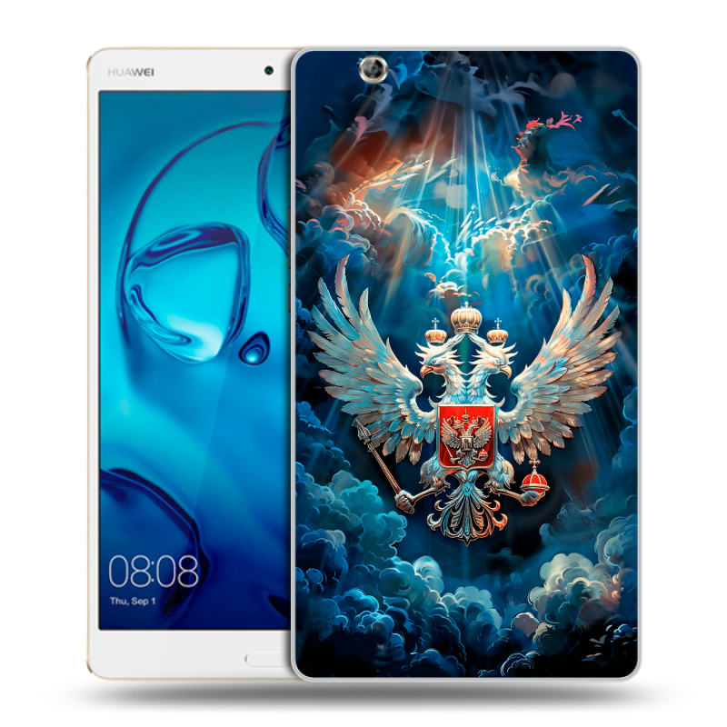 Силиконовый чехол на Huawei MediaPad M3 с принтом Герб флаг России Силиконовый чехол на Huawei MediaPad M3 с принтом Герб флаг России