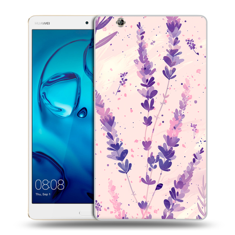 Силиконовый чехол на Huawei MediaPad M3 с принтом цветы лаванда Силиконовый чехол на Huawei MediaPad M3 с принтом цветы лаванда