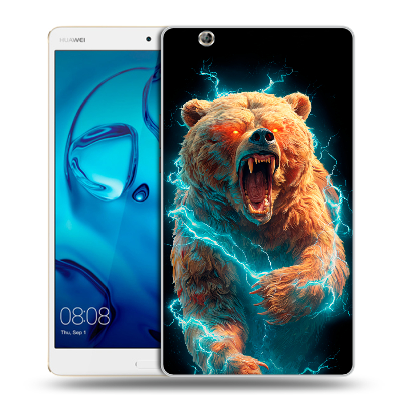Силиконовый чехол на Huawei MediaPad M3 с принтом Медведь Силиконовый чехол на Huawei MediaPad M3 с принтом Медведь