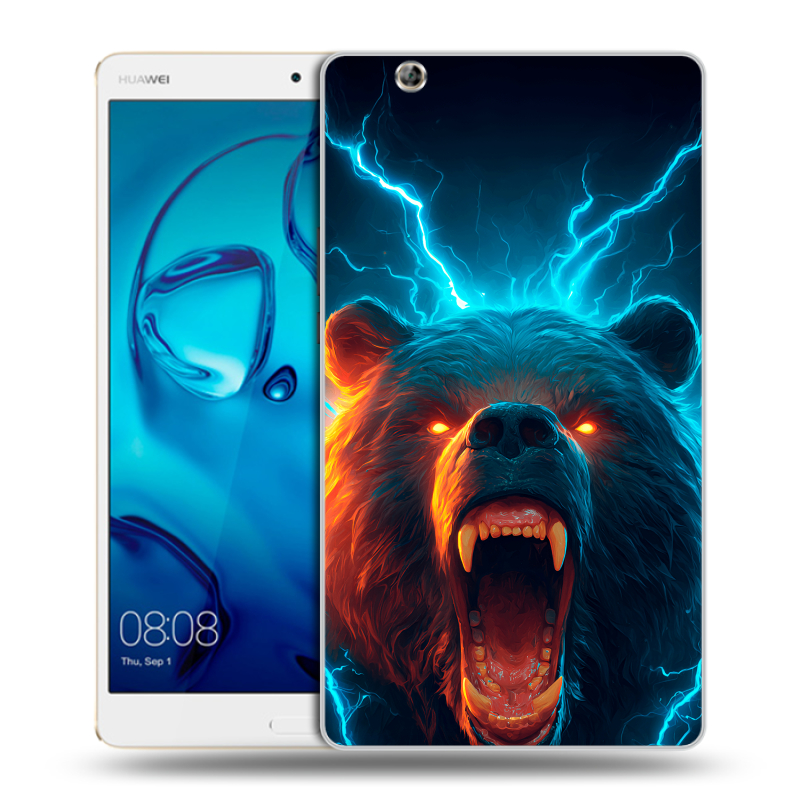 Силиконовый чехол на Huawei MediaPad M3 с принтом Медведь Силиконовый чехол на Huawei MediaPad M3 с принтом Медведь