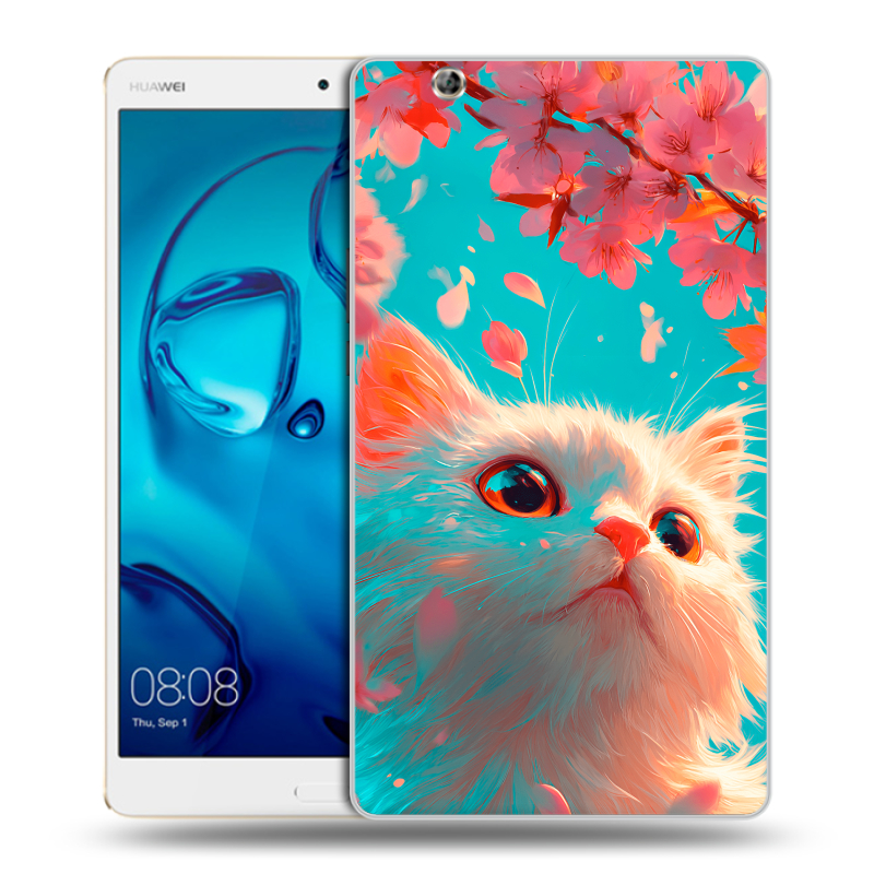 Силиконовый чехол на Huawei MediaPad M3 с принтом Красивый кот Силиконовый чехол на Huawei MediaPad M3 с принтом Красивый кот