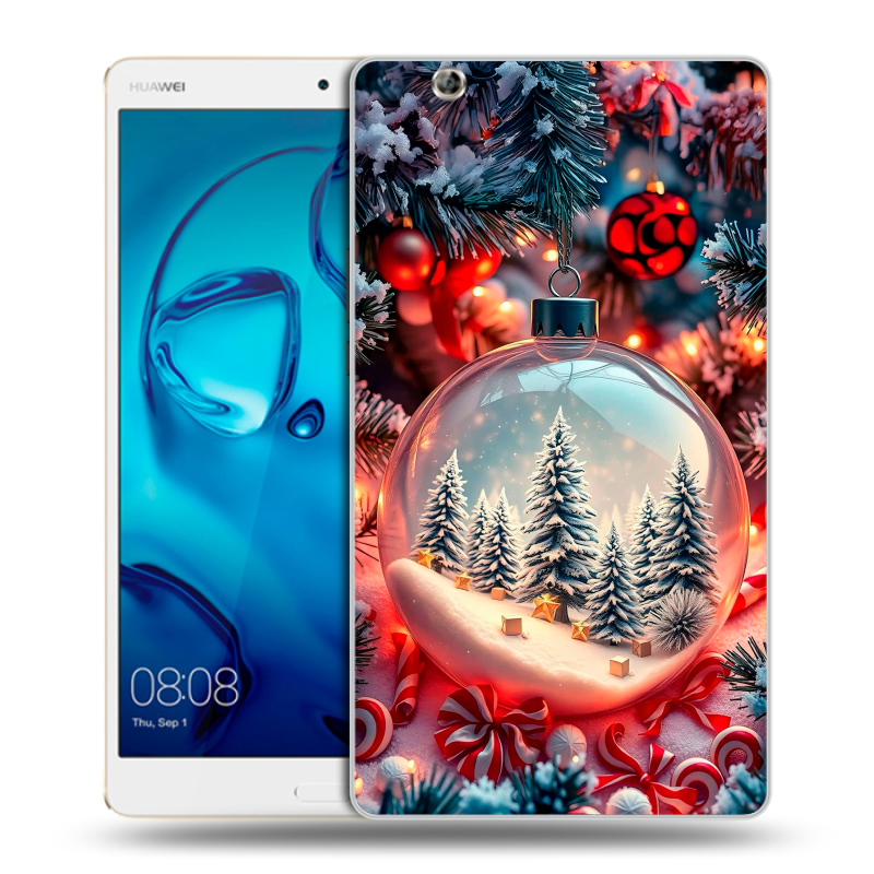 Силиконовый чехол на Huawei MediaPad M3 с принтом Новый год Силиконовый чехол на Huawei MediaPad M3 с принтом Новый год