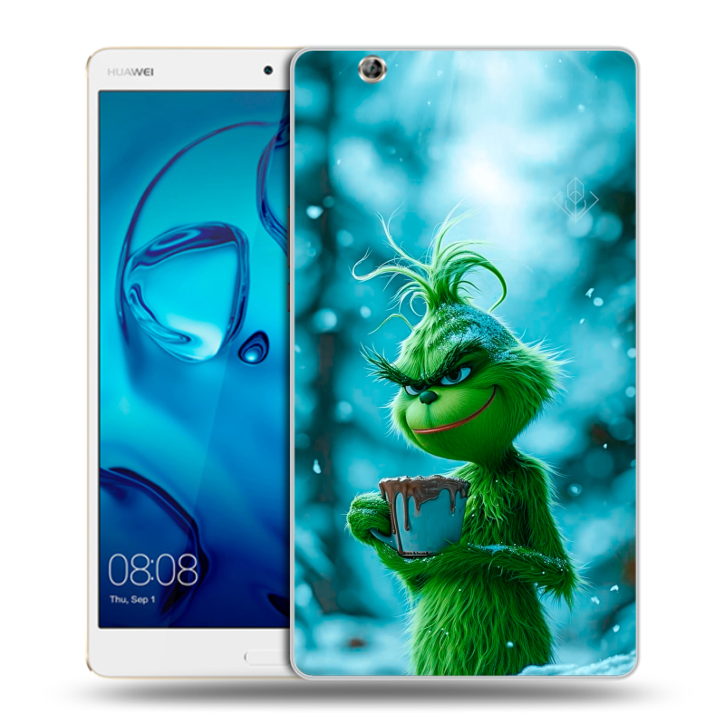 Силиконовый чехол на планшета Huawei MediaPad M3 с принтом Новый год гринч Силиконовый чехол на планшета Huawei MediaPad M3 с принтом Новый год гринч