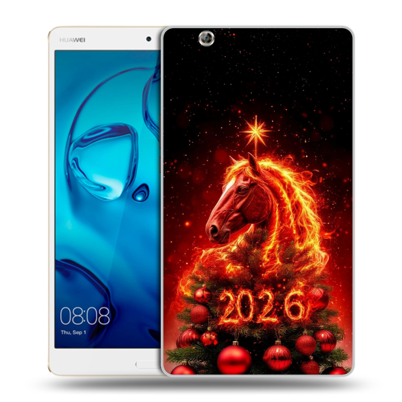 Силиконовый чехол на Huawei MediaPad M3 с принтом Новый год Силиконовый чехол на Huawei MediaPad M3 с принтом Новый год