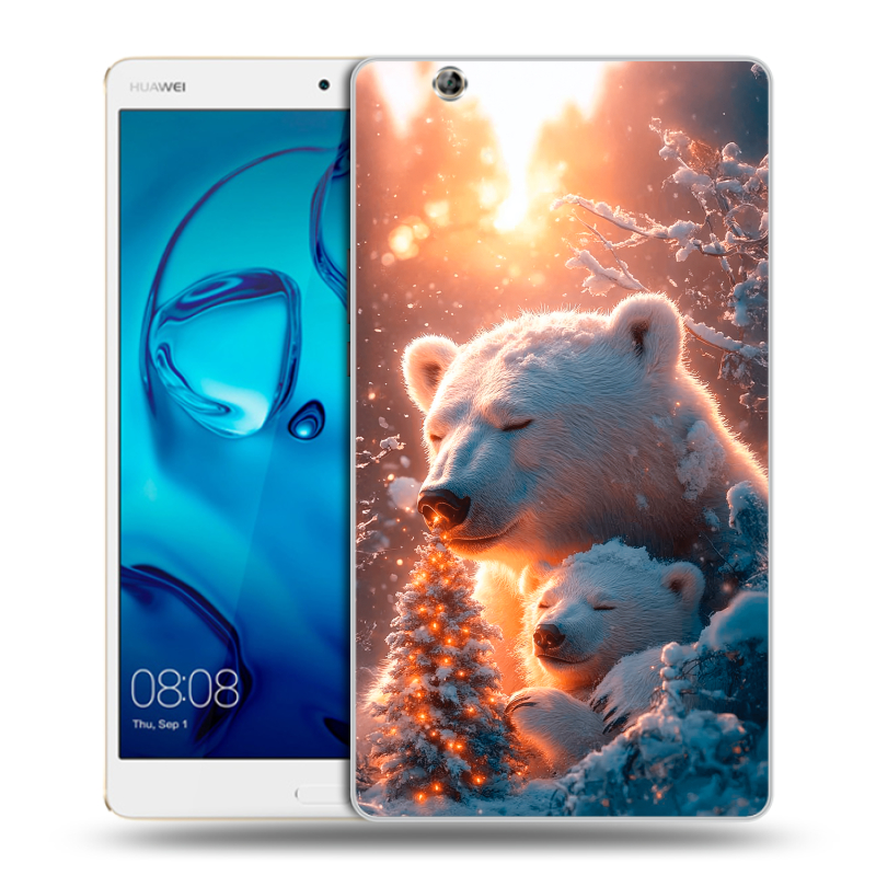 Силиконовый чехол на Huawei MediaPad M3 с принтом Новый год Силиконовый чехол на Huawei MediaPad M3 с принтом Новый год
