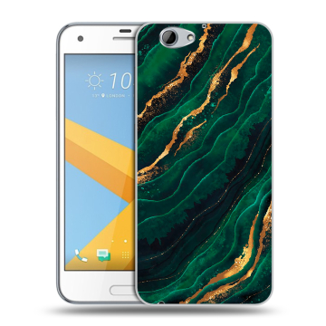 Пластиковый чехол на HTC One A9S с принтом Мрамор зеленое золото