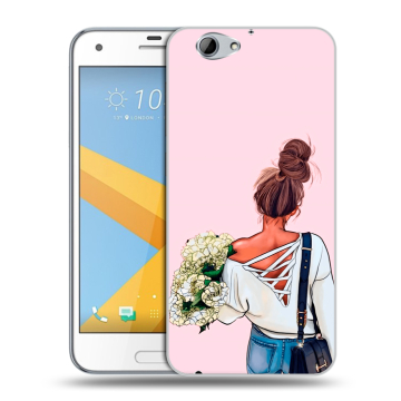Пластиковый чехол на HTC One A9S с принтом Девушка и букет