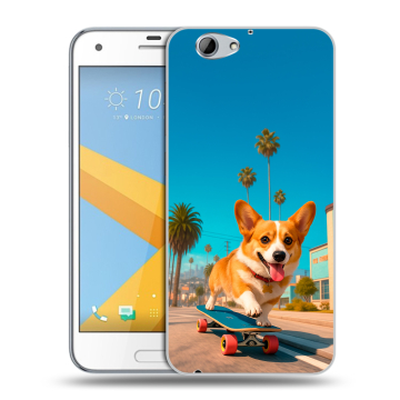 Пластиковый чехол на HTC One A9S с принтом Корги на скейте Пластиковый чехол на HTC One A9S с принтом Корги на скейте