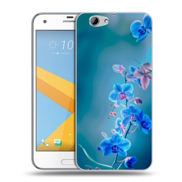 Пластиковый чехол на HTC One A9S с принтом Голубые цветы Пластиковый чехол на HTC One A9S с принтом Голубые цветы