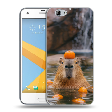 Пластиковый чехол на HTC One A9S с принтом Капибара с апельсином