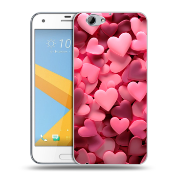 Пластиковый чехол на HTC One A9S с принтом розовые сердечки