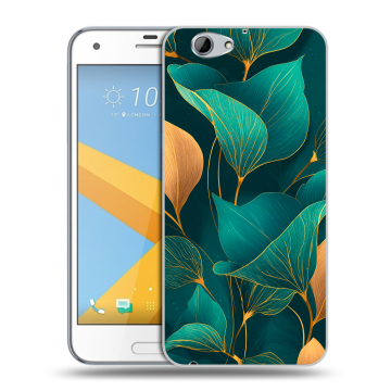 Пластиковый чехол на HTC One A9S с принтом Листья и золото