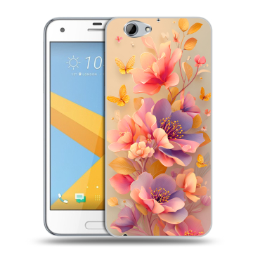 Пластиковый чехол на HTC One A9S с принтом Цветы и бабочки