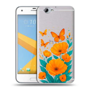 Пластиковый чехол на HTC One A9S с принтом цветы бабочки