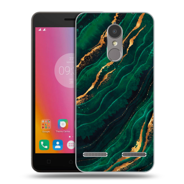 Силиконовый чехол на Lenovo K6 с принтом Мрамор зеленое золото Силиконовый чехол на Lenovo K6 с принтом Мрамор зеленое золото