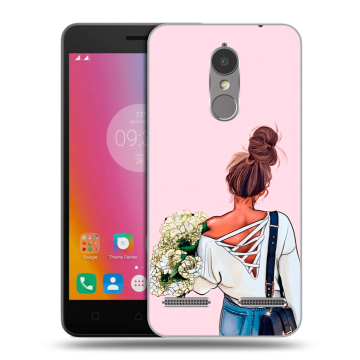 Силиконовый чехол на Lenovo K6 с принтом Девушка и букет Силиконовый чехол на Lenovo K6 с принтом Девушка и букет