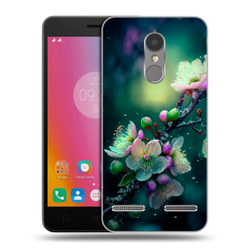 Силиконовый чехол на Lenovo K6 с принтом Цветы и мрамор Силиконовый чехол на Lenovo K6 с принтом Цветы и мрамор