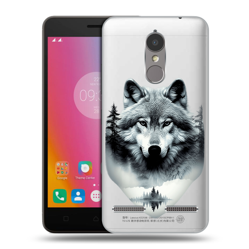 Пластиковый чехол на Lenovo K6 с принтом Волк в лесу Пластиковый чехол на Lenovo K6 с принтом Волк в лесу