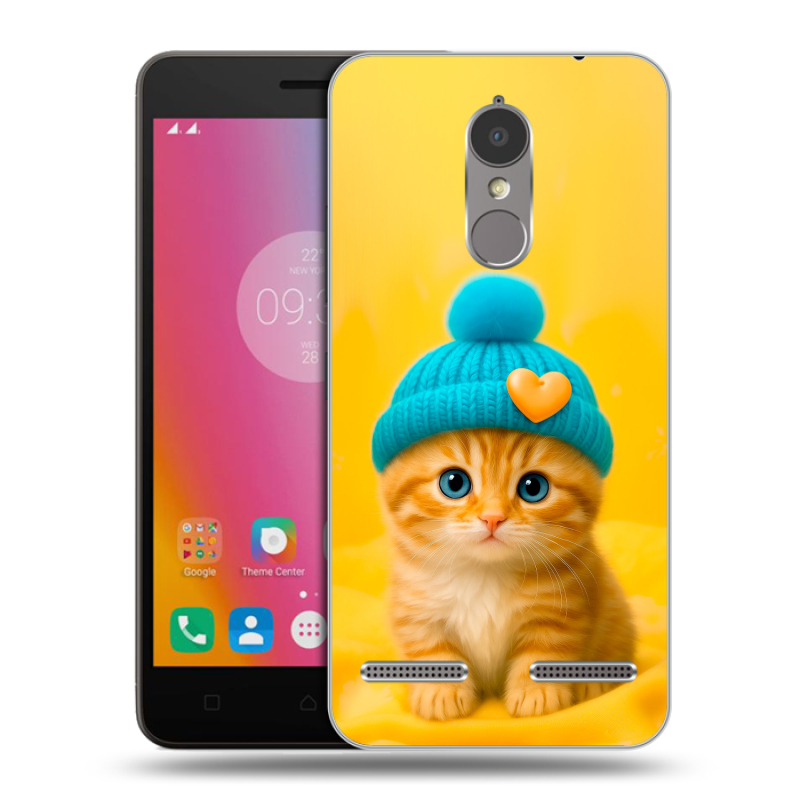 Силиконовый чехол на Lenovo K6 с принтом Котенок в шапке Силиконовый чехол на Lenovo K6 с принтом Котенок в шапке