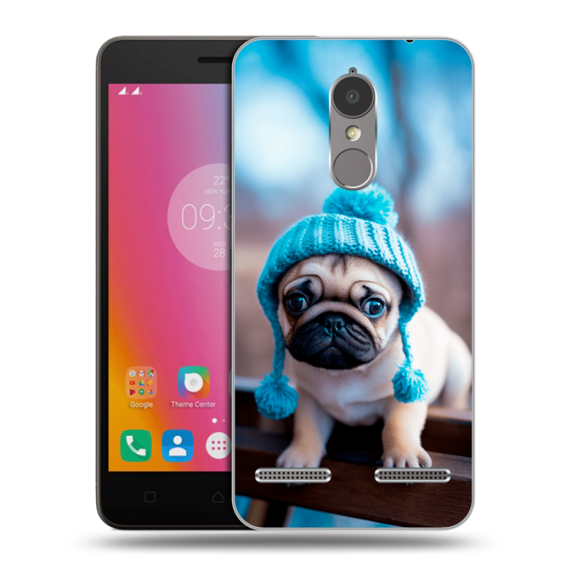 Силиконовый чехол на Lenovo K6 с принтом Мопс в шапке Силиконовый чехол на Lenovo K6 с принтом Мопс в шапке