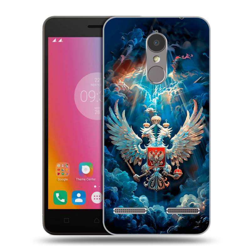 Силиконовый чехол на Lenovo K6 с принтом Герб флаг России Силиконовый чехол на Lenovo K6 с принтом Герб флаг России